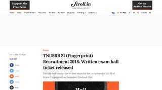 TNUSRB releases SI (Fingerprint) written exam admit card at ...