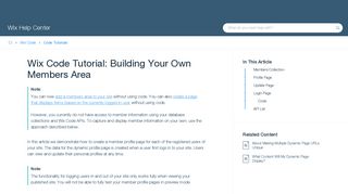 Wix Code Tutorial: Building Your Own Members Area | Help Center ...