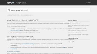 What do I need to sign up for HBO GO? – HBO GO