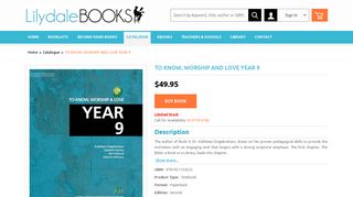 to know, worship and love year 9 - Lilydale Books