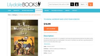 to know, worship and love year 8 ebook - Lilydale Books