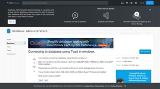 client - Connecting to database using Toad in windows - Database ...