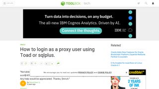 How to login as a proxy user using Toad or sqlplus. - IT Toolbox