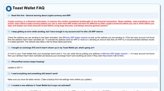 Toast Wallet FAQ