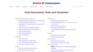 Club Documents Tools Templates - Toastmasters District 55