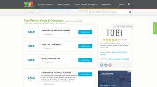 Up to 50% off Tobi Promo Code, Coupons February, 2019