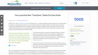 Toco Launches New “TocoCares” Online Car Care Portal | Business ...