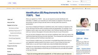 TOEFL iBT: Identification Requirements - ETS