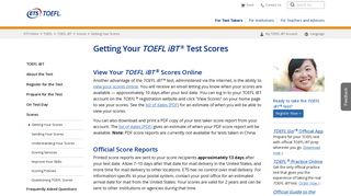 TOEFL iBT: Get Scores - ETS.org