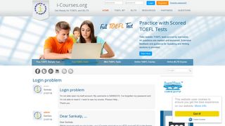 Login problem (TOEFL Technical Questions) | i-Courses