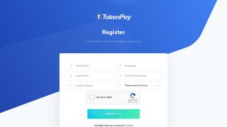 Register page - TokenPay