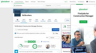 Toll Brothers Construction Manager Reviews | Glassdoor