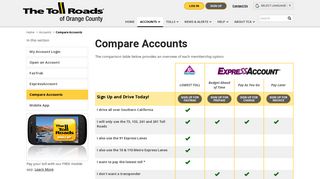 Compare Accounts | The Toll Roads