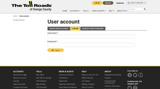 User account | The Toll Roads