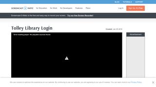 Tolley Library Login - Screencast-O-Matic