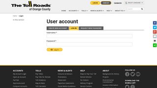 User account | The Toll Roads