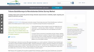 Toluna QuickSurveys to Revolutionize Online Survey Market ...