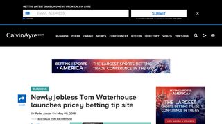 Newly jobless Tom Waterhouse launches pricey betting tip site ...