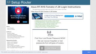 How to Login to the Asus RT-N16-Tomato-v1.28 - SetupRouter
