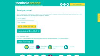 Recover your login details - tombola arcade