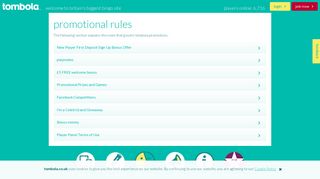 Promotional Rules - terms and conditions | tombola