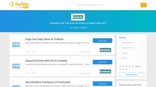 Tombola.co.uk Free Fiver Hot Codes & Coupon Sales 2017 - February ...