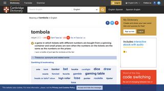 TOMBOLA | meaning in the Cambridge English Dictionary