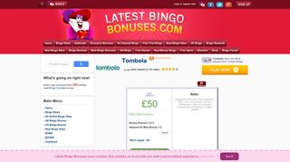 Tombola | £50 Bingo Sign Up Bonus - Latest Bingo Bonuses