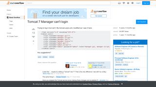 Tomcat 7 Manager can't login - Stack Overflow