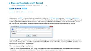 Basic authentication with Tomcat - Tips, Tricks and Code