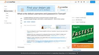 What is the default username and password in Tomcat? - Stack Overflow