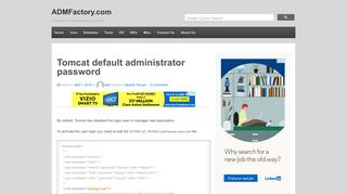Tomcat default administrator password | ADMFactory.com