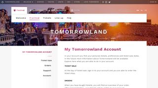 My Tomorrowland Account - Practical - Festival - Tomorrowland
