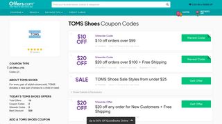 $10 off TOMS Shoes Coupons & Promo Codes 2019 - Offers.com