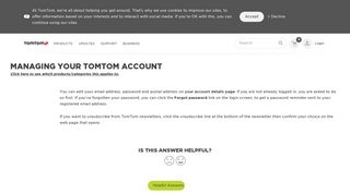 Managing your TomTom account - Support