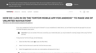 How do I log in on the TomTom Mobile app for Android™ to make use ...
