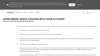 HOME Error: While logging into your account - TomTom