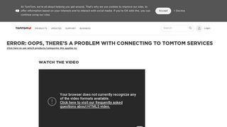 Error: Oops, there's a problem with connecting to TomTom Services