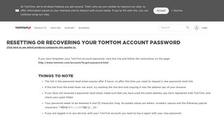 Resetting or recovering your TomTom account password