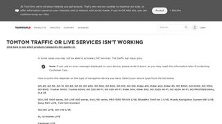 TomTom Traffic or LIVE Services isn't working
