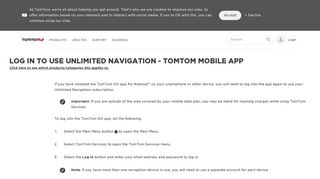 Log in to use Unlimited Navigation - TomTom Mobile App