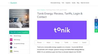 Tonik Energy: Review, Tariffs, Login & Contact | The Switch