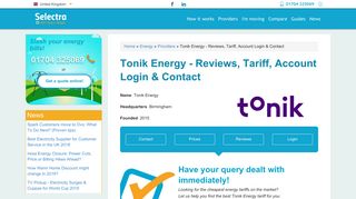 Tonik Energy - Reviews, Tariff, Account Login & Contact | Selectra
