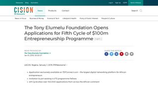 The Tony Elumelu Foundation Opens Applications for Fifth Cycle of ...