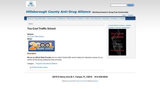 Too Cool Traffic School | Hillsborough County Anti-Drug Alliance