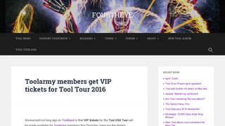 Toolarmy members get VIP tickets for Tool Tour 2016 - Fourtheye