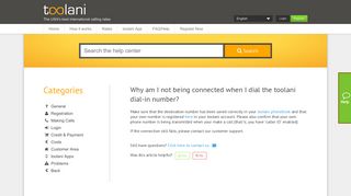 My call is not connected | Help Center | toolani - Cheap international ...