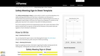 Safety Meeting Sign-in Sheet Template | eForms – Free Fillable Forms