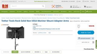 Tether Tools Rock Solid Non-VESA Monitor Mount Adapter VADPT09