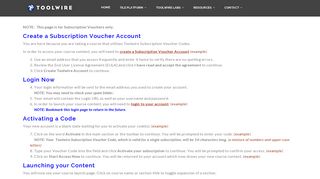Voucher Code Activation - Toolwire
